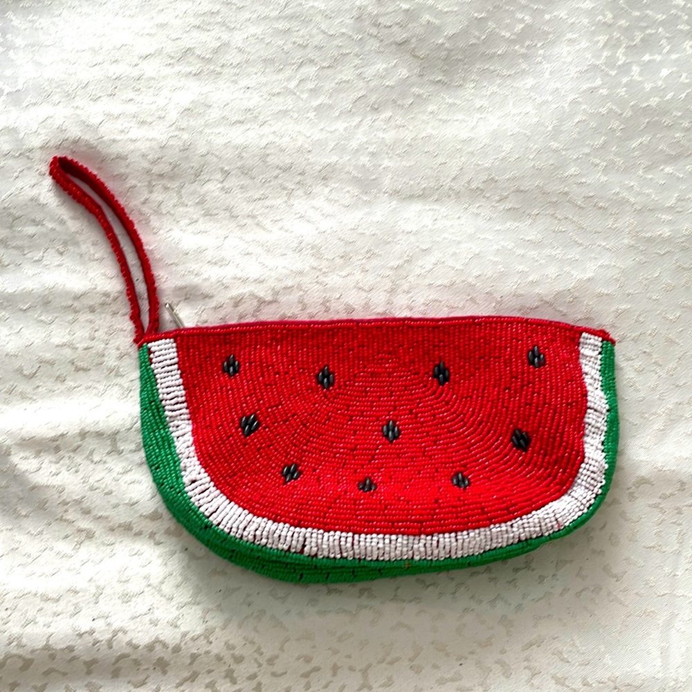 Beaded watermelon clutch